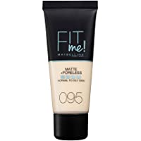 Maybelline New York- Base de Maquillaje que Calca a tu Tono Fit me! Mate y Afinaporos- Color: 095 Fair Porcelain